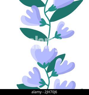 Florale nahtlose Cartoon-Blumenmuster zum Einwickeln von Papier und Stoffen und Accessoires und Kleidung drucken und Kinder. Hochwertige Illustration Stockfoto
