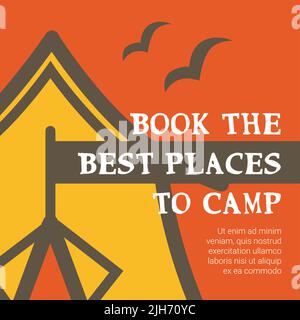 Buchen Sie die besten Orte zum Campen, Reisen und Ausflüge Vektor Stock Vektor