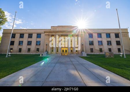 Sonniger Blick auf den Obersten Gerichtshof in Wyoming Stockfoto