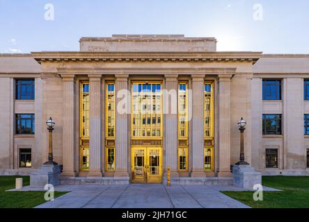 Sonniger Blick auf den Obersten Gerichtshof in Wyoming Stockfoto