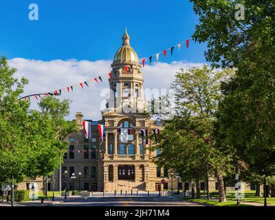 Sonniger Blick auf das Wyoming State Capitol Gebäude in Cheyenne, Wyoming Stockfoto