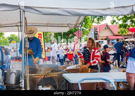 Wyoming, 4 2022. JULI - Straßenverkäufer für die Stampede Parade Stockfoto