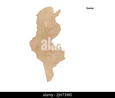 Alte Vintage Papier strukturierte Karte von Tunesien Land - Vektor-Illustration Stock Vektor