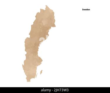 Alte Vintage Papier strukturierte Karte von Schweden Land - Vektor-Illustration Stock Vektor