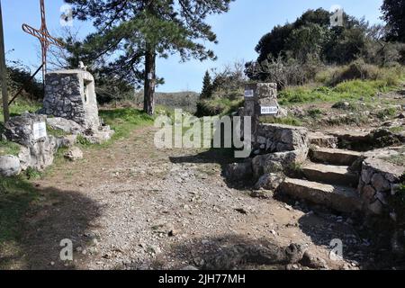 Anacapri - Bivio per l'Eremo di Santa Maria di Cetrella Stockfoto