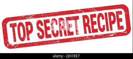 TOP GEHEIMEN REZEPT Text auf rotem Rechteck Stempel Zeichen geschrieben. Stockfoto