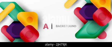 Bunte geometrische Formen Linien, Quadrate und Dreiecke. Abstrakter Hintergrund für Hintergrundbild, Banner oder Landing Page Stock Vektor