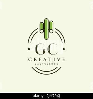 GC Anfangsbuchstabe Green Cactus Logo Vorlage Vektor Stock Vektor