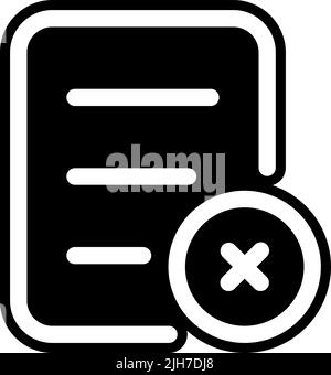 Symbol zum Löschen der Datei auf der basisbenutzeroberfläche Stock Vektor