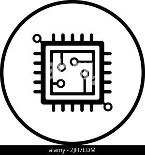 Chip, Schaltung, Mikrochip, Prozessor-Symbol ist auf weißem Hintergrund isoliert. Verwendung für Grafik- und Webdesign oder kommerzielle Zwecke. Vektor-EPS-Datei. Stock Vektor