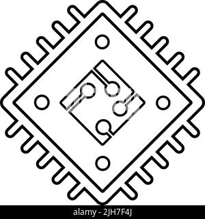 Microchip, Prozessor, Chip Icon - Verwendung für kommerzielle Zwecke, Printmedien, Web oder jede Art von Design-Projekten. Vektor-EPS-Datei. Stock Vektor