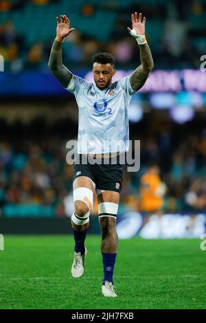 Sydney, Australien. 16.. Juli 2022. Courtney Lawes aus England erwärmt sich während des eToro England Series-Spiels zwischen Australien und England am Sydney Cricket Ground, Sydney, Australien, am 16. Juli 2022. Foto von Peter Dovgan. Nur zur redaktionellen Verwendung, Lizenz für kommerzielle Nutzung erforderlich. Keine Verwendung bei Wetten, Spielen oder Veröffentlichungen einzelner Clubs/Vereine/Spieler. Kredit: UK Sports Pics Ltd/Alamy Live Nachrichten Stockfoto