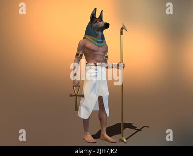 Der ägyptische gott Anubis Stockfoto