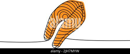 Set Lachssteak einzeilig farbige Endloszeichnung. Lachs Steak kontinuierliche eine Linie bunte Set Illustration. Vektor minimalistisch linear Stock Vektor
