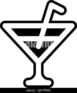 Cocktail-Ikone für Sommerferien Stock Vektor