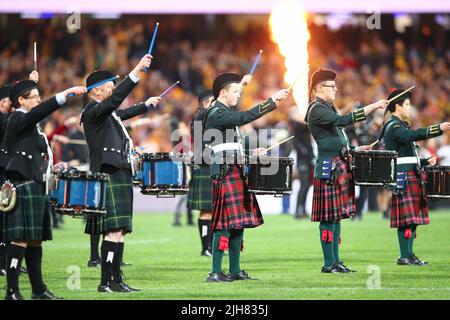 Sydney, Australien. 16.. Juli 2022. 16.. Juli 2022, Sydney Cricket Ground, Sydney Australien: Internationales Rugby-Test-Spiel Australien gegen England 3. Test: Unterhaltung vor dem Spiel Credit: Action Plus Sports Images/Alamy Live News Stockfoto