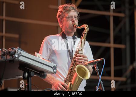 15. Juli 2022, Ferrara, Emilia Romagna, Italien: Robert Stillman eröffnet das Smile-Konzert in Ferrara (Bildquelle: © Carlo Vergani/Pacific Press via ZUMA Press Wire) Stockfoto