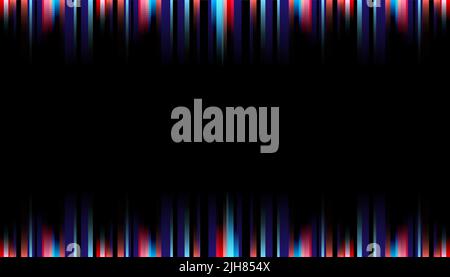 Abstrakte lebendige Streifen Beleuchtung vertikale Linien blau und rot auf schwarzem Hintergrund mit Platz für Ihren Text. Vektorgrafik Stock Vektor
