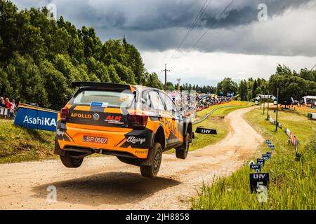 24 LINNAMAE Georg (est), MORGAN James (gbr), ALM Motorsport, Volkswagen Polo GTI, Aktion während der Rallye Estland 2022, 7. Lauf der WRC World Rally Car Championship 2022, vom 14. Bis 17. Juli 2022 in Tartu, Estland - Foto Nikos Katikis / DPPI Stockfoto