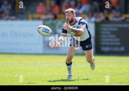 Castleford, Großbritannien. 16.. Juli 2022. Daryl Clark #9 von Warrington Wolves in Castleford, Vereinigtes Königreich am 7/16/2022. (Foto von Steve Flynn/News Images/Sipa USA) Quelle: SIPA USA/Alamy Live News Stockfoto