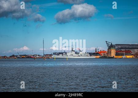 Danish Peder Skram Frigate F352 in der Royal Danish Navy, die bis 1990 in Gebrauch war. Es ist an Holmen in Kopenhagen angedockt und dient als Museum Stockfoto