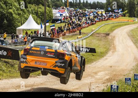 24 LINNAMAE Georg (est), MORGAN James (gbr), ALM Motorsport, Volkswagen Polo GTI, Aktion während der Rallye Estland 2022, 7. Lauf der WRC World Rally Car Championship 2022, vom 14. Bis 17. Juli 2022 in Tartu, Estland - Foto: Nikos Katikis/DPPI/LiveMedia Stockfoto