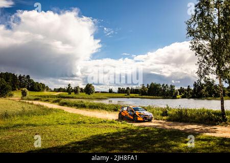 24 LINNAMAE Georg (est), MORGAN James (gbr), ALM Motorsport, Volkswagen Polo GTI, Aktion während der Rallye Estland 2022, 7. Lauf der WRC World Rally Car Championship 2022, vom 14. Bis 17. Juli 2022 in Tartu, Estland - Foto Nikos Katikis / DPPI Stockfoto