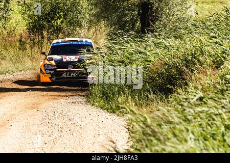 24 LINNAMAE Georg (est), MORGAN James (gbr), ALM Motorsport, Volkswagen Polo GTI, Aktion während der Rallye Estland 2022, 7. Lauf der WRC World Rally Car Championship 2022, vom 14. Bis 17. Juli 2022 in Tartu, Estland - Foto Nikos Katikis / DPPI Stockfoto
