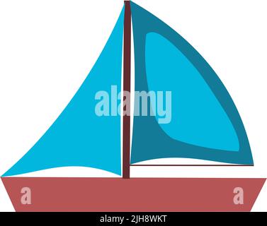 Segelyacht. Segelboot. Vektor-Illustration im Cartoon-Stil isoliert auf weißem Hintergrund. Stock Vektor