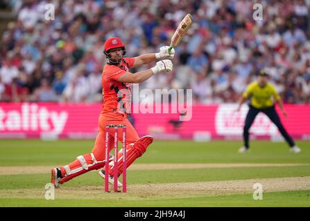 Steven Croft von Lancashire Lightning im Endspiel von Vitality Blast T20 im Edgbaston Stadium in Birmingham. Bilddatum: Samstag, 16. Juli 2022. Stockfoto