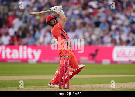 Steven Croft von Lancashire Lightning im Endspiel von Vitality Blast T20 im Edgbaston Stadium in Birmingham. Bilddatum: Samstag, 16. Juli 2022. Stockfoto