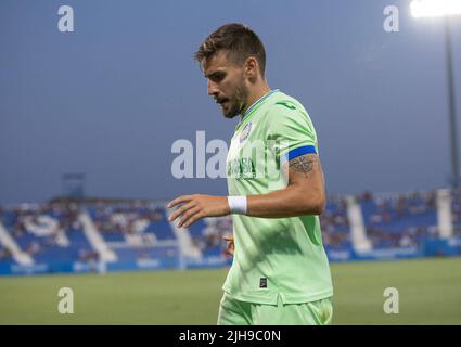 Leganes, Spanien. 16.. Juli 2022. Vor der Saison Freundschaftsspiel Getafe gegen Leganes im Municipal Stadium of Butarque, Leganes 16. Juli 2022 Partido amistoso de pretemporada Getafe vs Leganes en el Estadio Municipal de Butarque, Leganes 16 de Julio de 2022 900/Cordon Kredit: CORDON PRESS/Alamy Live News Stockfoto