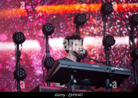 Edinburgh. Schottland, Großbritannien. 16.. Juli 2022. The Script treten im Sommer Juli auf der Bühne im Esplanade Castle Edinburgh auf. Pic Credit: Pako Mera/Alamy Live News Stockfoto
