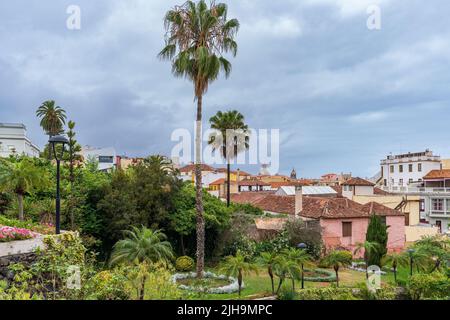 Blick auf die Stadt La Orotava auf Teneriffa, Kanarische Inseln, Spanien Stockfoto