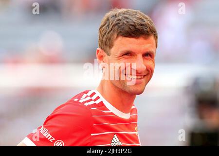 firo : Fußball: Fußball: 16.07.2022 1. Bundesliga, Saison 2022/2023, Mannschaftsvorstellung FC Bayern München Thomas Muller, FC Bayern München, Bayern, München, FCB, Halbfigur, Stockfoto