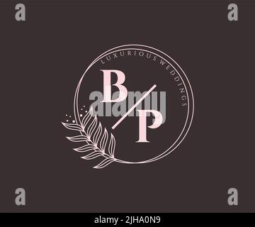 BP Initials Letter Hochzeit Monogramm Logos Vorlage, handgezeichnete moderne minimalistische und florale Vorlagen für Einladungskarten, Save the Date, elegant Stock Vektor