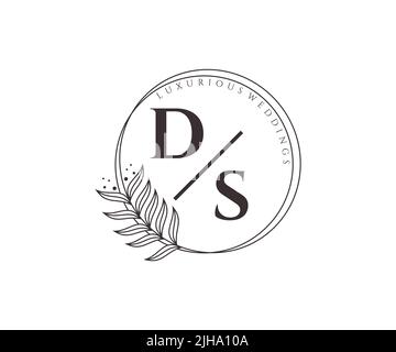 DS Initials Letter Hochzeit Monogramm Logos Vorlage, handgezeichnete moderne minimalistische und florale Vorlagen für Einladungskarten, Save the Date, elegant Stock Vektor