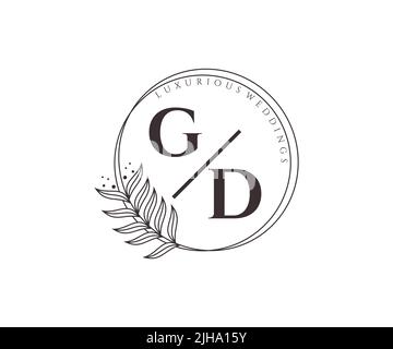GD Initialen Brief Hochzeit Monogramm Logos Vorlage, handgezeichnete moderne minimalistische und florale Vorlagen für Einladungskarten, Save the Date, elegant Stock Vektor