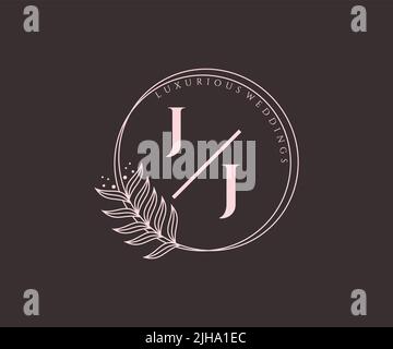 JJ Initialen Brief Hochzeit Monogramm Logos Vorlage, handgezeichnete moderne minimalistische und florale Vorlagen für Einladungskarten, Save the Date, elegant Stock Vektor