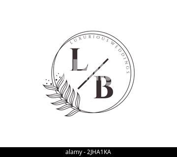 LB Initialen Brief Hochzeit Monogramm Logos Vorlage, handgezeichnete moderne minimalistische und florale Vorlagen für Einladungskarten, Save the Date, elegant Stock Vektor