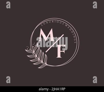 MF Initialen Brief Hochzeit Monogramm Logos Vorlage, handgezeichnete moderne minimalistische und florale Vorlagen für Einladungskarten, Save the Date, elegant Stock Vektor