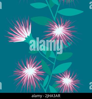 Florale nahtlose Cartoon-Blumenmuster zum Einwickeln von Papier und Stoffen und Accessoires und Kleidung drucken und Kinder. Hochwertige Illustration Stockfoto
