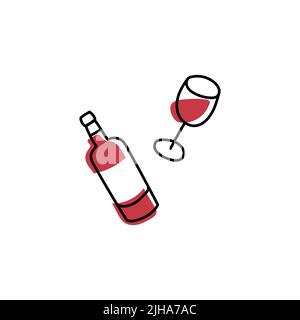 Einfache minimalistische Rotweinikone Stock Vektor