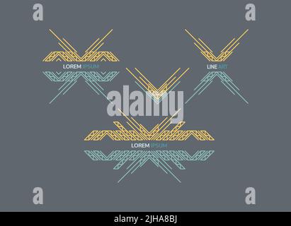 Line art design für Einladung, Plakat, Abzeichen, Monogramm. Elegante Luxus design Vorlage. Vector Illustration. Stock Vektor