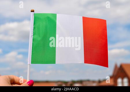 Nahaufnahme der italienischen Nationalflagge, grün, weiß und rot Stockfoto