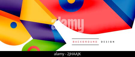 Kreative helle geometrische Tapete. Minimaler abstrakter Hintergrund. Kreise Linien Formen Komposition Vektor Illustration für Tapete Banner Hintergrund Stock Vektor