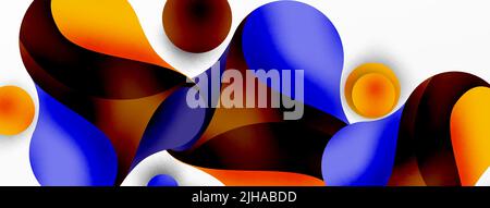 Fließende geometrische Formen minimalistischen abstrakten Hintergrund. Runde Formen und Kreise. Wallpaper für Konzept der KI-Technologie, Blockchain, Kommunikation, Stock Vektor