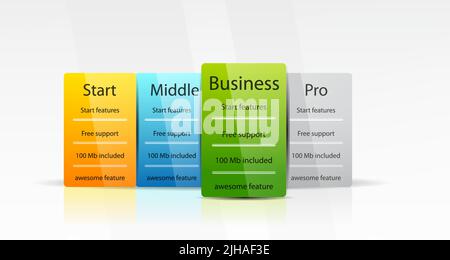 Web-Boxen. Farbtabellen sauber Preis Stock Vektor