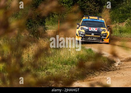 24 LINNAMAE Georg (est), MORGAN James (gbr), ALM Motorsport, Volkswagen Polo GTI, Aktion während der Rallye Estland 2022, 7. Lauf der WRC World Rally Car Championship 2022, vom 14. Bis 17. Juli 2022 in Tartu, Estland - Foto Nikos Katikis / DPPI Stockfoto