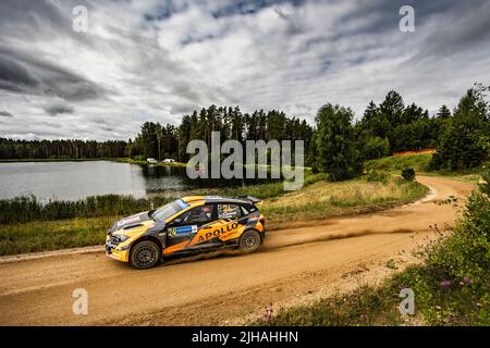 24 LINNAMAE Georg (est), MORGAN James (gbr), ALM Motorsport, Volkswagen Polo GTI, Aktion während der Rallye Estland 2022, 7. Lauf der WRC World Rally Car Championship 2022, vom 14. Bis 17. Juli 2022 in Tartu, Estland - Foto Nikos Katikis / DPPI Stockfoto